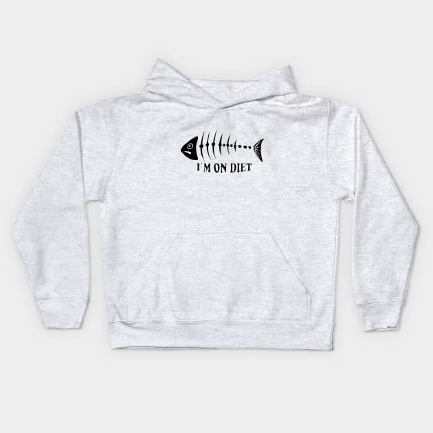 On Diet Weight Loss Fishbone Funny Fish White Pirate Skinny Kids Hoodie by PrintingJack